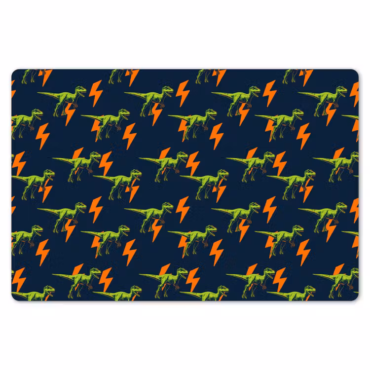 Placemat - 6 stuks - Bliksemschichten - Oranje - Dinosaurussen — 7