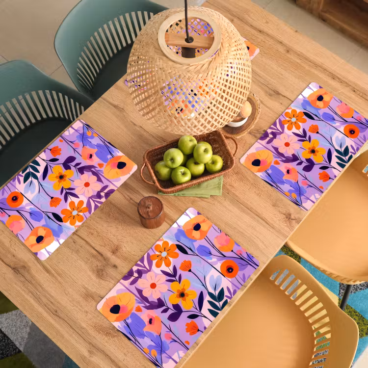 Placemat - 6 stuks - Bloemen - Kleurrijk - Bladeren — 6