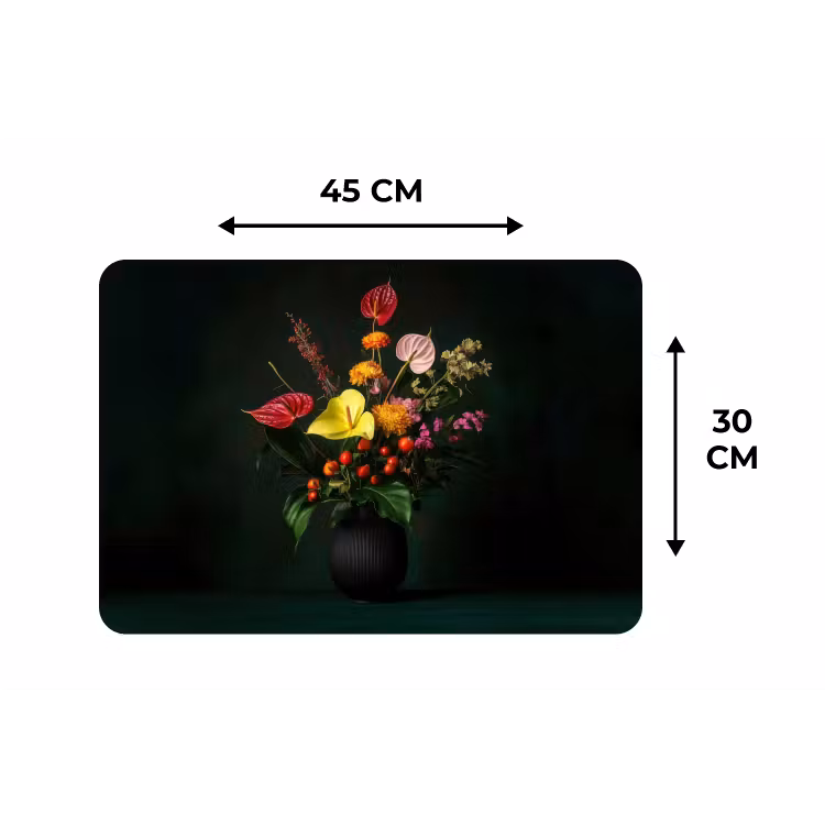Placemat - 6 stuks - Bloemen - Vaas - Zwart — 3