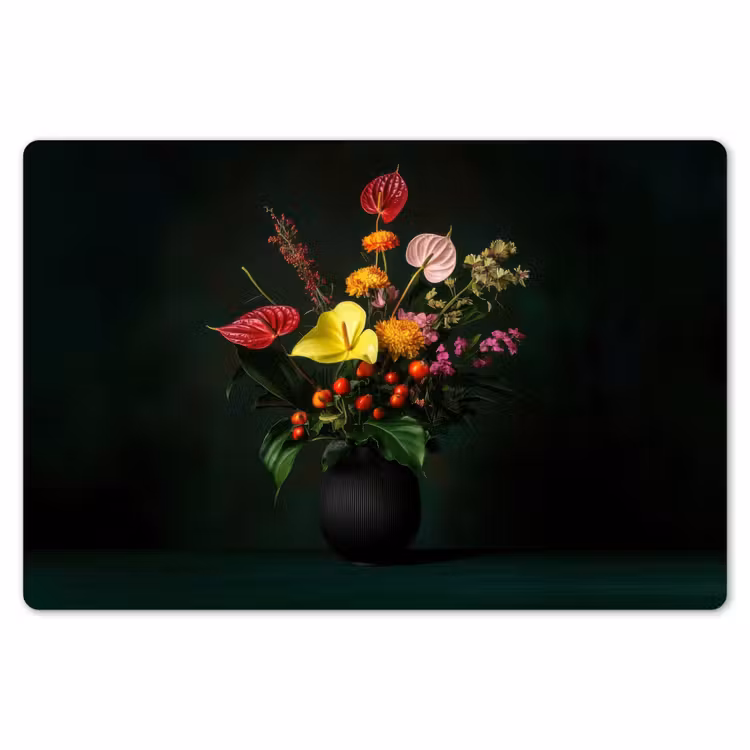 Placemat - 6 stuks - Bloemen - Vaas - Zwart — 7