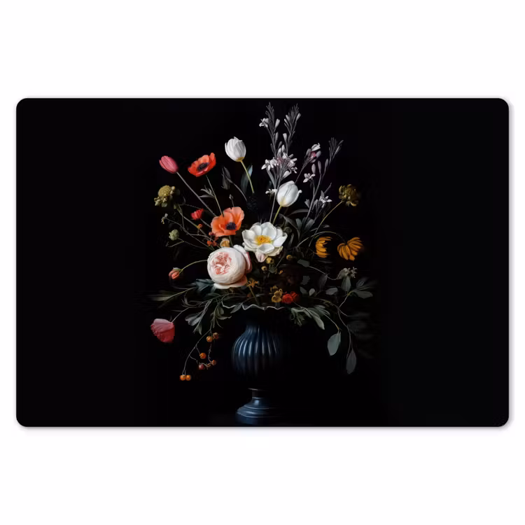 Placemat - 6 stuks - Bloemstuk - Vaas - Zwart — 7