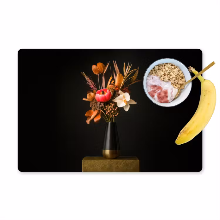 Placemat - 6 stuks - Boeket - Oranje - Gouden - vaas — 1
