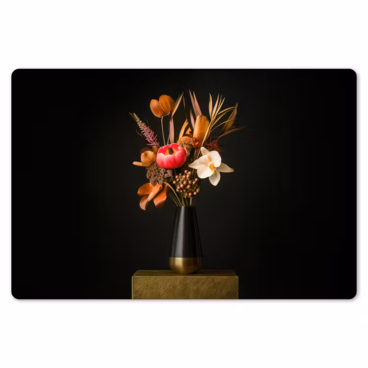 Placemat - 6 stuks - Boeket - Oranje - Gouden - vaas — 7