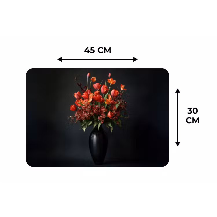 Placemat - 6 stuks - Boeket - Tulpen - Vaas - Rood — 3
