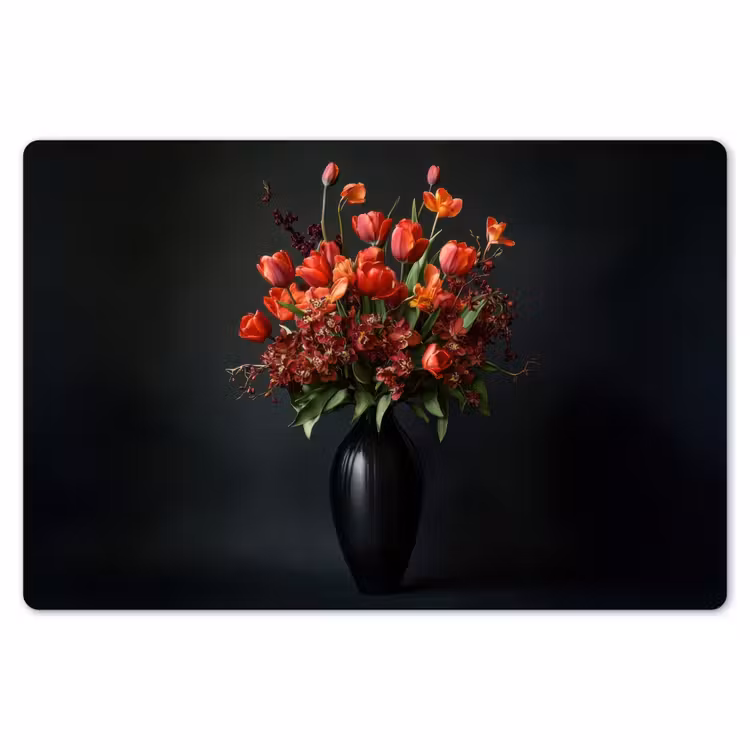 Placemat - 6 stuks - Boeket - Tulpen - Vaas - Rood — 7