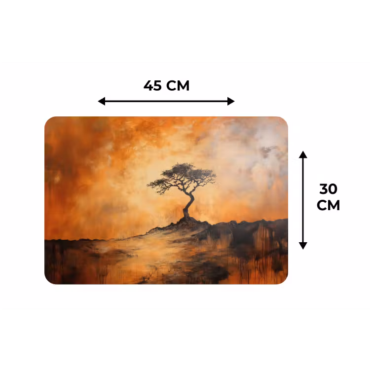 Placemat - 6 stuks - Boom - Landschap - Oranje — 3