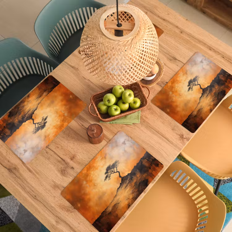 Placemat - 6 stuks - Boom - Landschap - Oranje — 6
