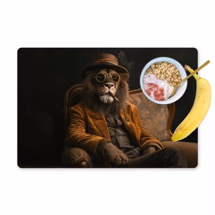 Placemat - 6 stuks - Bril - Leeuw - Bank - Hoed — 1