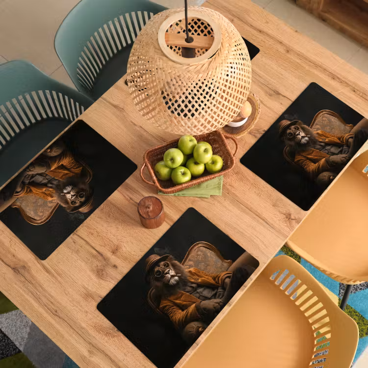 Placemat - 6 stuks - Bril - Leeuw - Bank - Hoed — 6