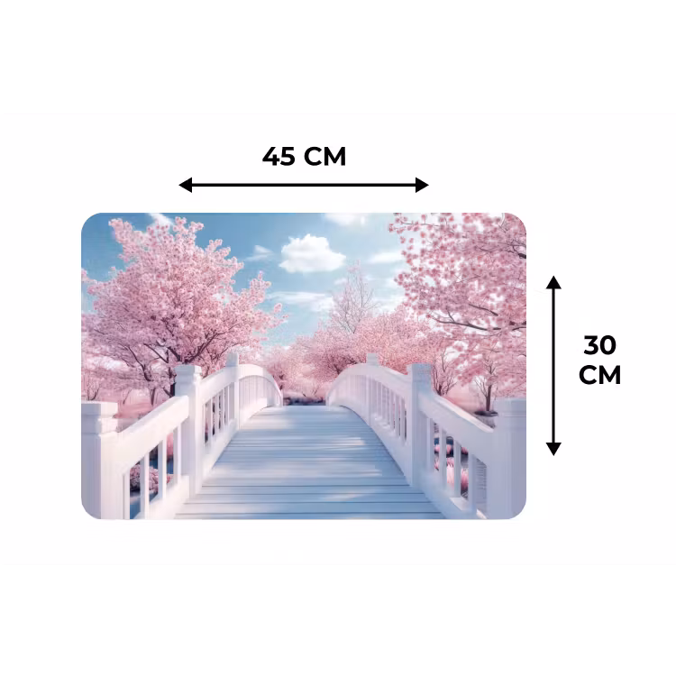 Placemat - 6 stuks - Brug - Kersenbomen - Wit — 3