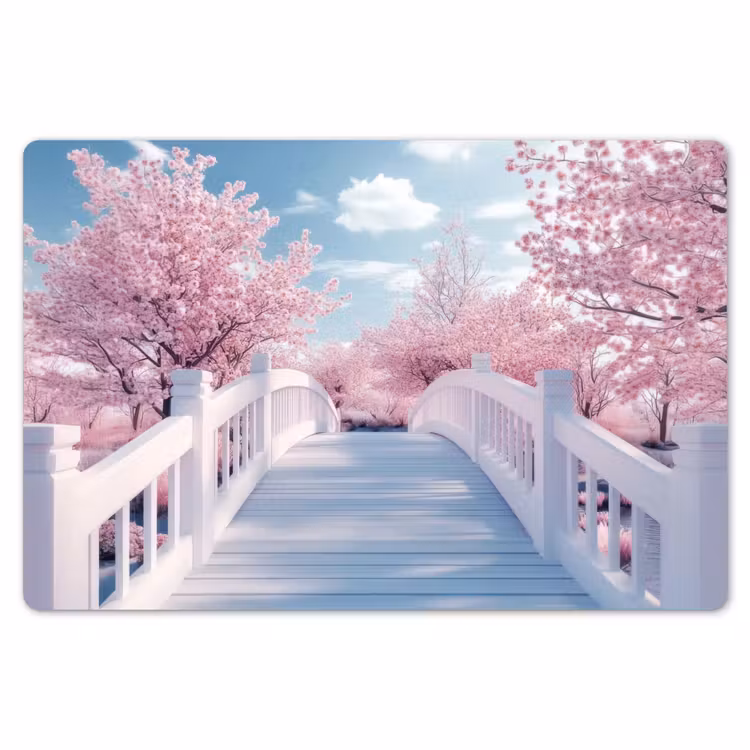 Placemat - 6 stuks - Brug - Kersenbomen - Wit — 7