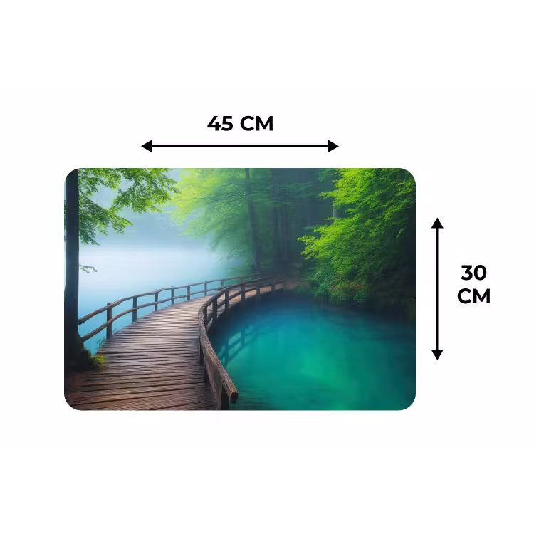 Placemat - 6 stuks - Brug - Water - Rivier - Bos — 3