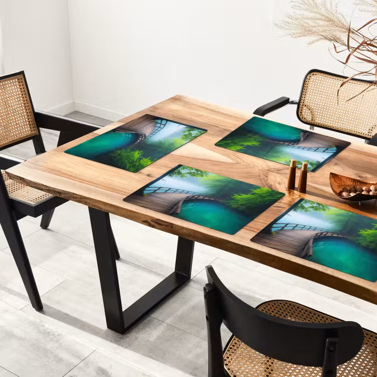 Placemat - 6 stuks - Brug - Water - Rivier - Bos — 5