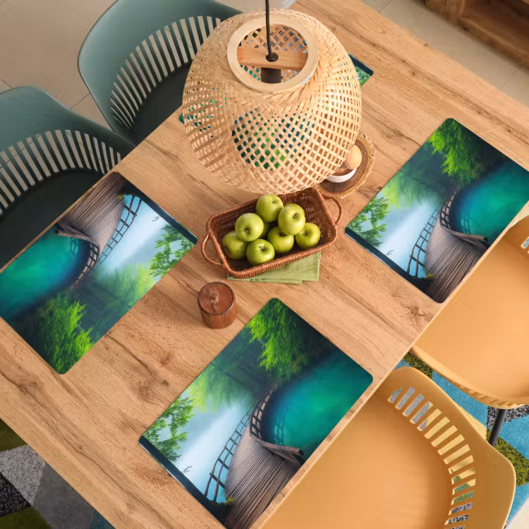 Placemat - 6 stuks - Brug - Water - Rivier - Bos — 6