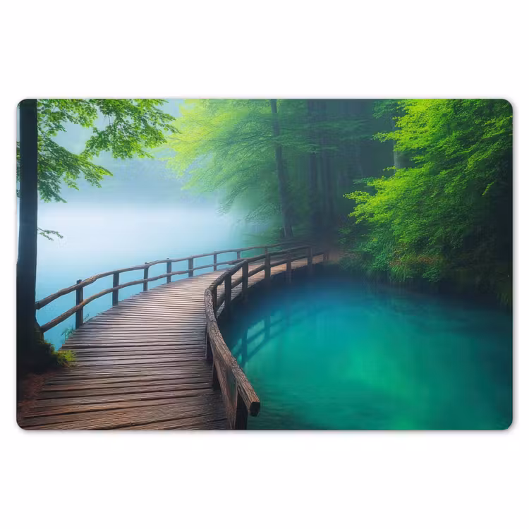 Placemat - 6 stuks - Brug - Water - Rivier - Bos — 7