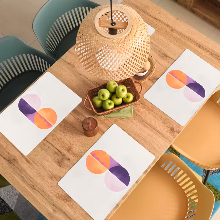 Placemat - 6 stuks - Cirkels - Abstract - Paars — 6