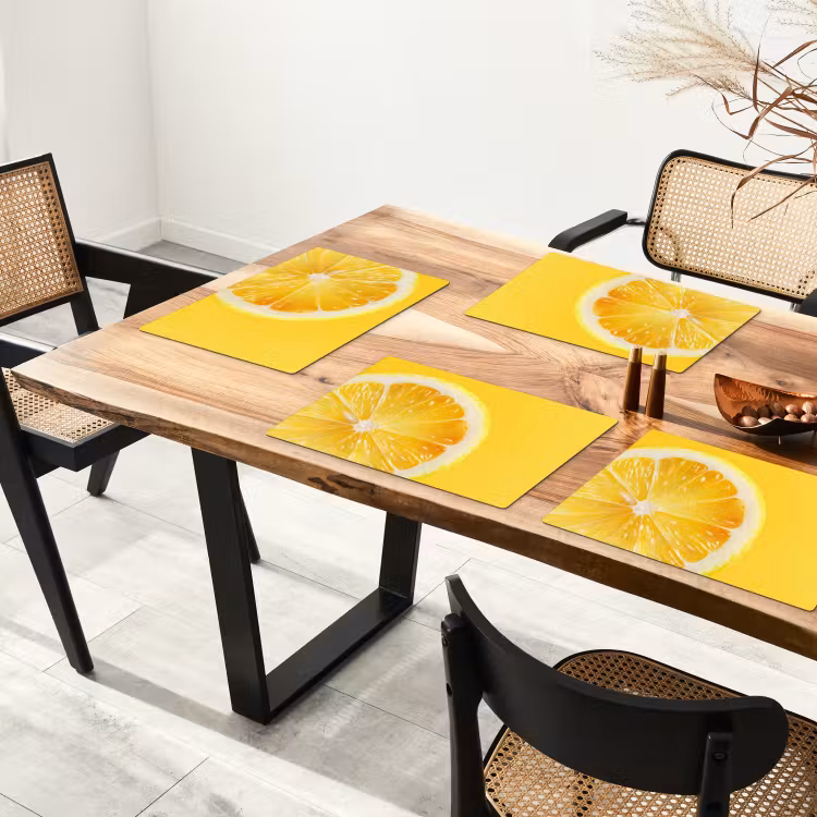 Placemat - 6 stuks - Citroen - Geel - Zonnig — 5