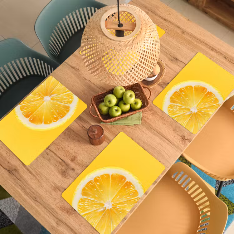 Placemat - 6 stuks - Citroen - Geel - Zonnig — 6