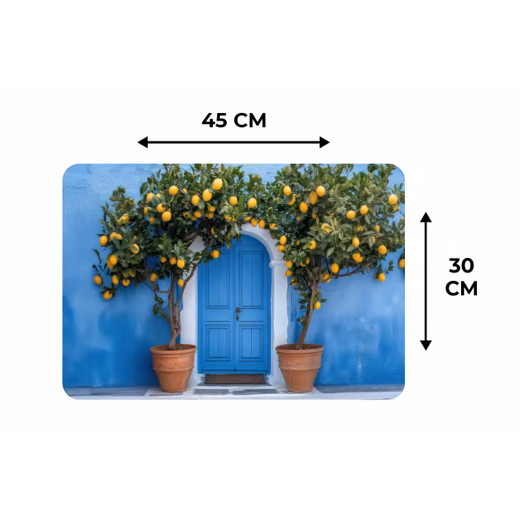 Placemat - 6 stuks - Citroenbomen - Geel - Deur - Potten — 3