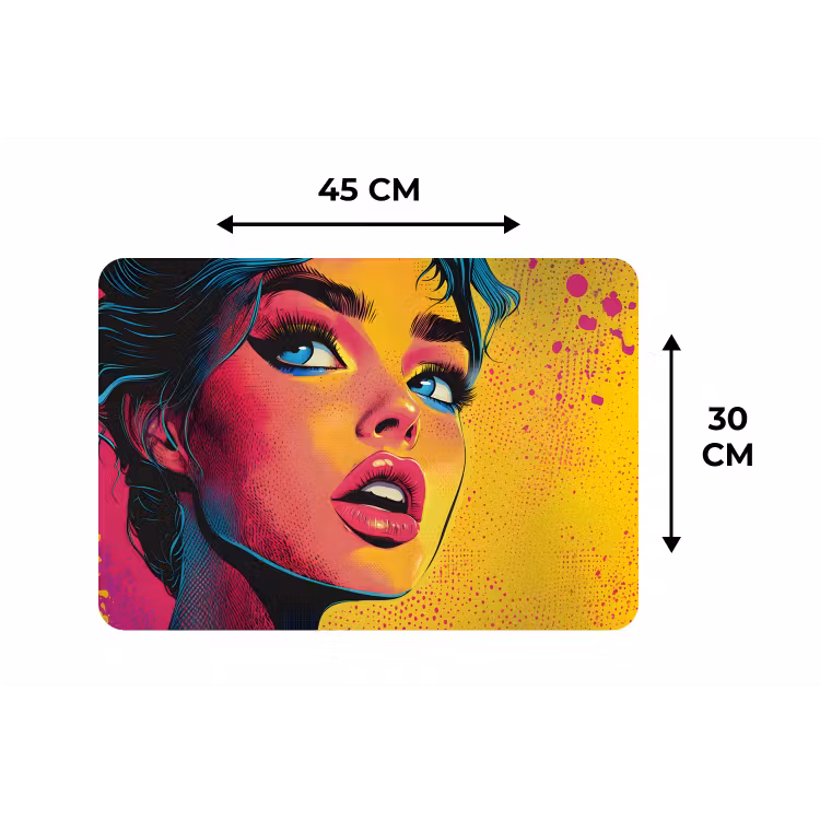 Placemat - 6 stuks - Close-up - Vrouwengezicht - Stippen - Geel — 3