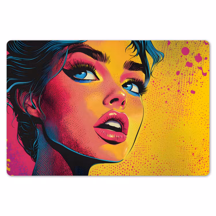 Placemat - 6 stuks - Close-up - Vrouwengezicht - Stippen - Geel — 7