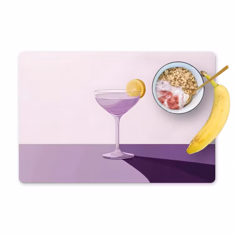 Placemat - 6 stuks - Cocktail - Paars - Minimalistisch - Citroen — 1