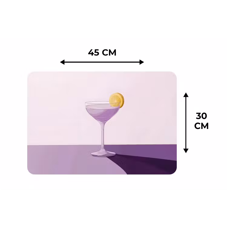 Placemat - 6 stuks - Cocktail - Paars - Minimalistisch - Citroen — 3