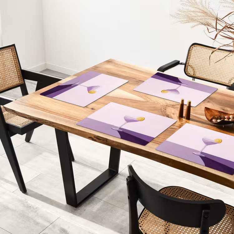 Placemat - 6 stuks - Cocktail - Paars - Minimalistisch - Citroen — 5