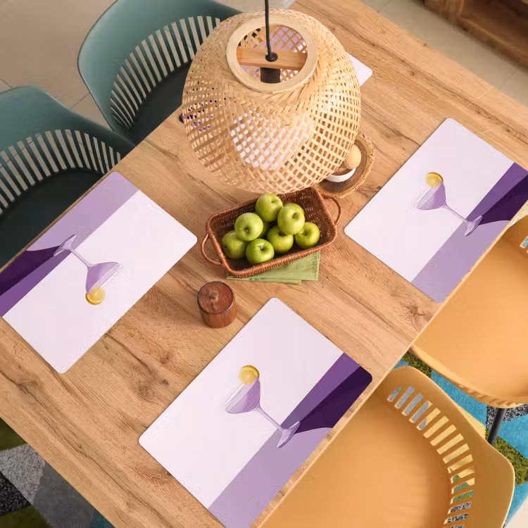 Placemat - 6 stuks - Cocktail - Paars - Minimalistisch - Citroen — 6