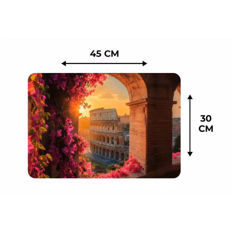 Placemat - 6 stuks - Colosseum - Rome - Roze Bloemen — 3