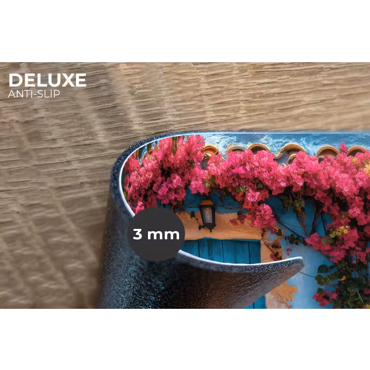 Placemat - 6 stuks - Deur - Hout - Bloemen - Blauw — 4