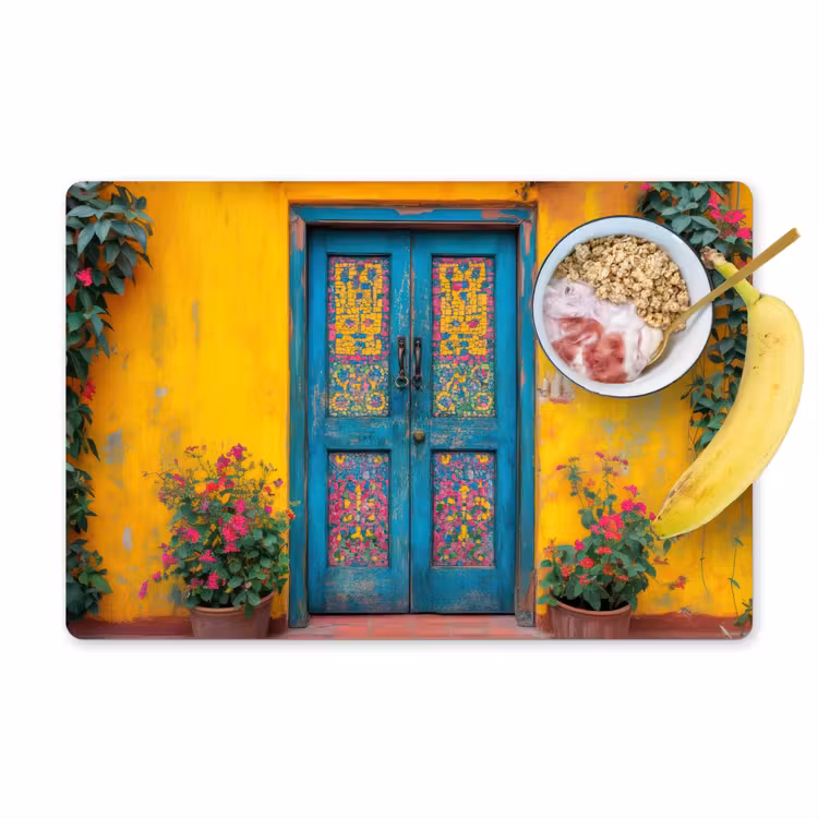 Placemat - 6 stuks - Deuren - Kleurrijk - Planten — 1