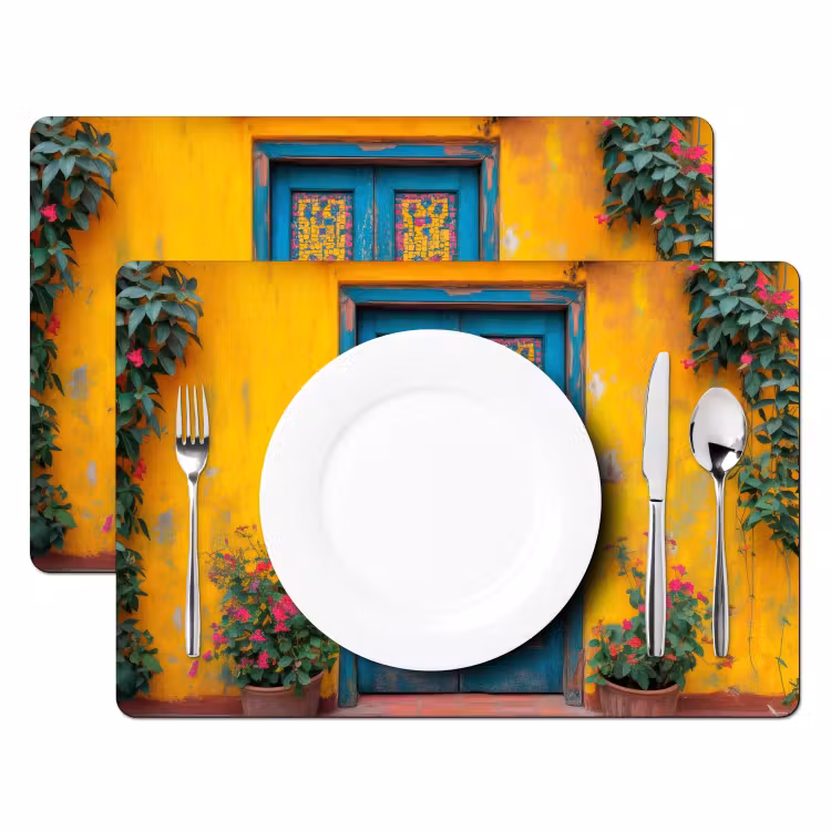 Placemat - 6 stuks - Deuren - Kleurrijk - Planten — 2
