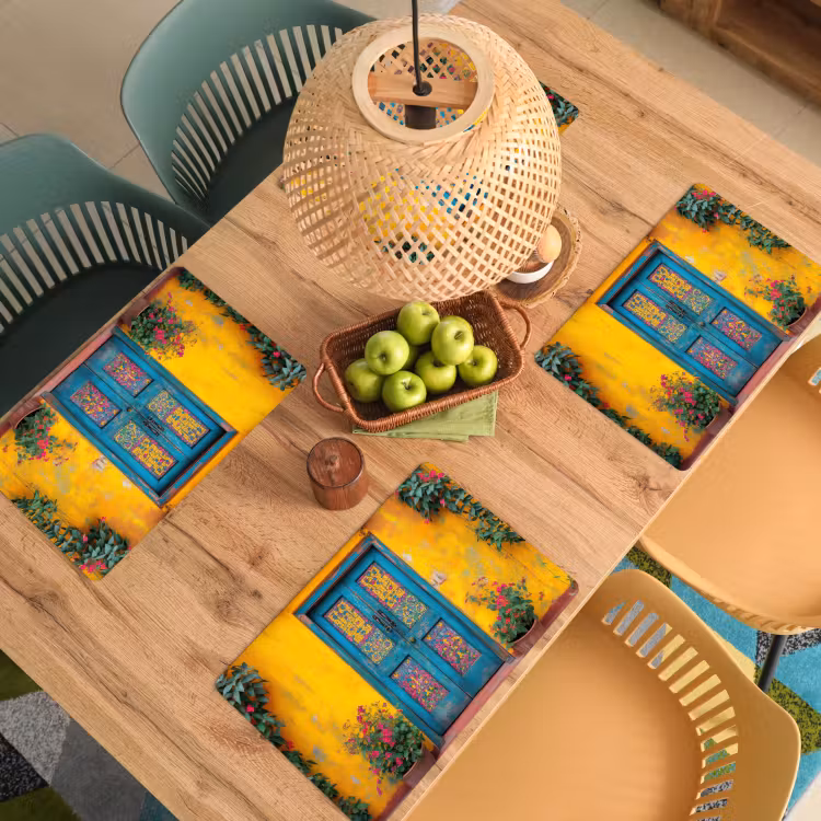 Placemat - 6 stuks - Deuren - Kleurrijk - Planten — 6