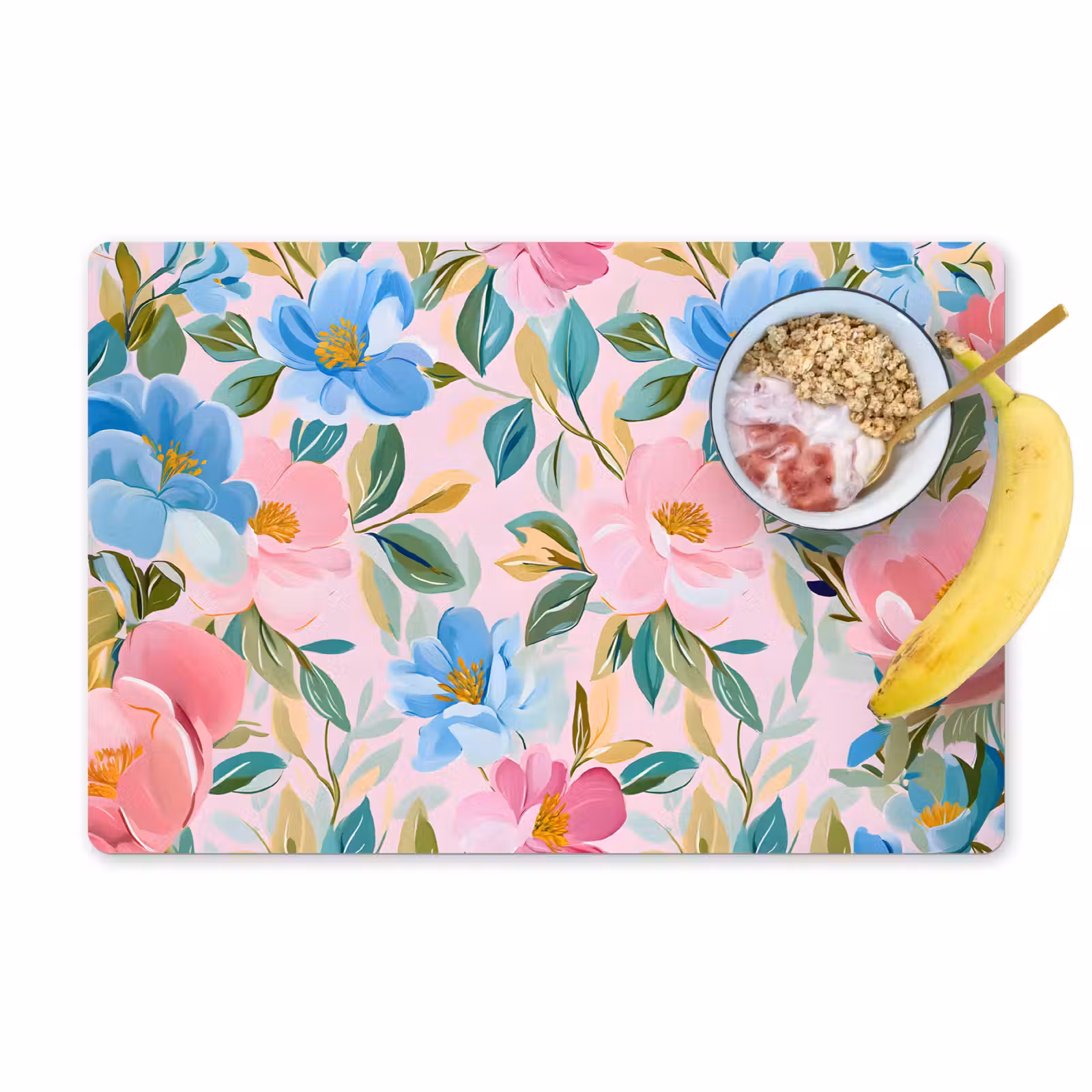 Placemat - 6 stuks - Blauw - Roze - Bloemen — 1