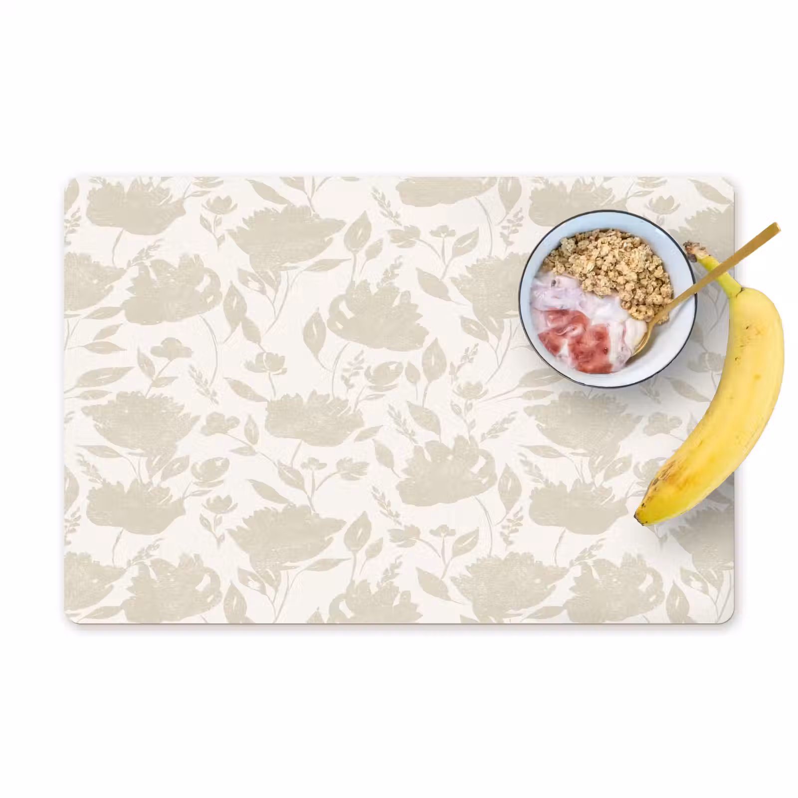 Placemat - 6 stuks - Bloemenpatroon - Silhouet - Wit — 1