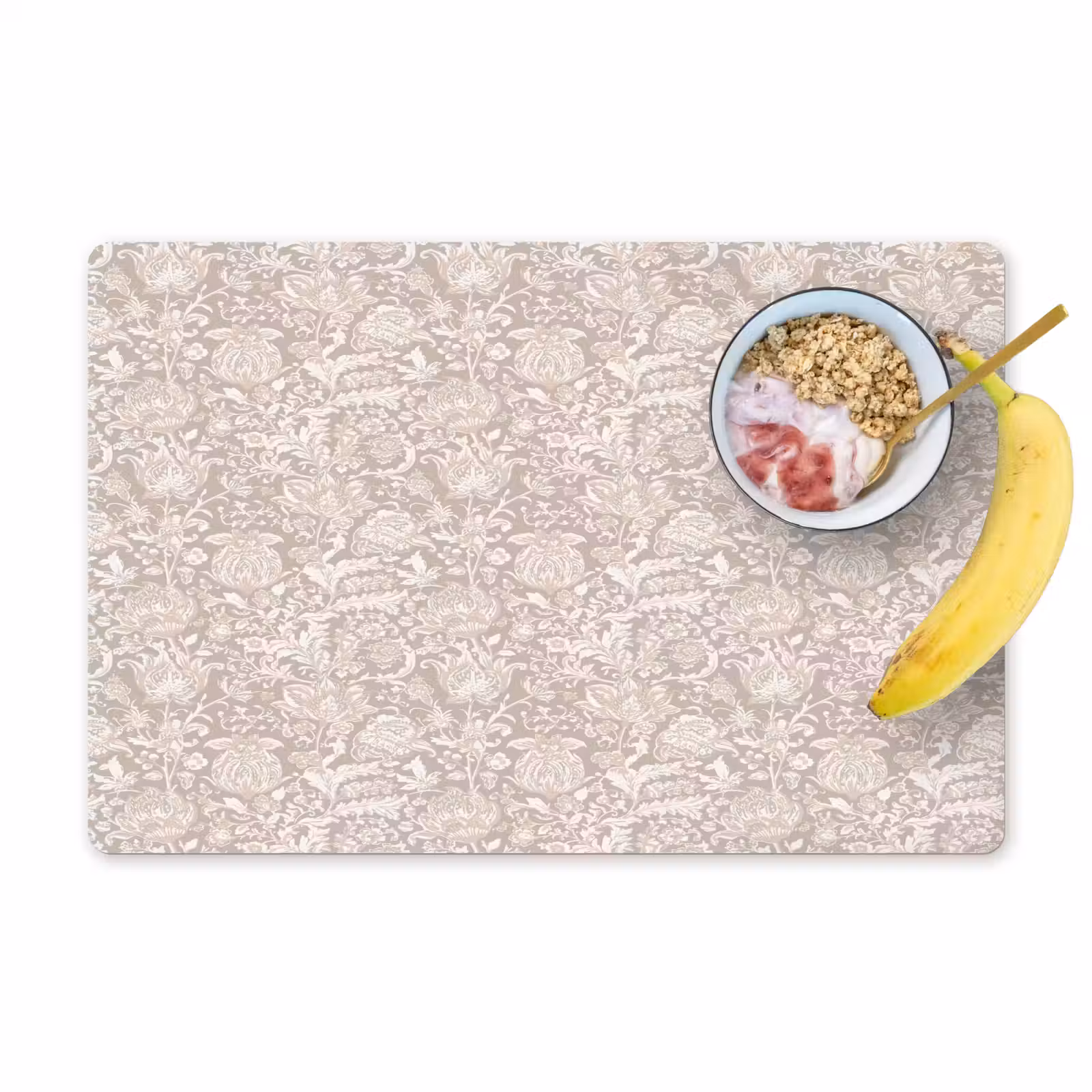 Placemat - 6 stuks - Bloemenprint - Grijs - Crème — 1