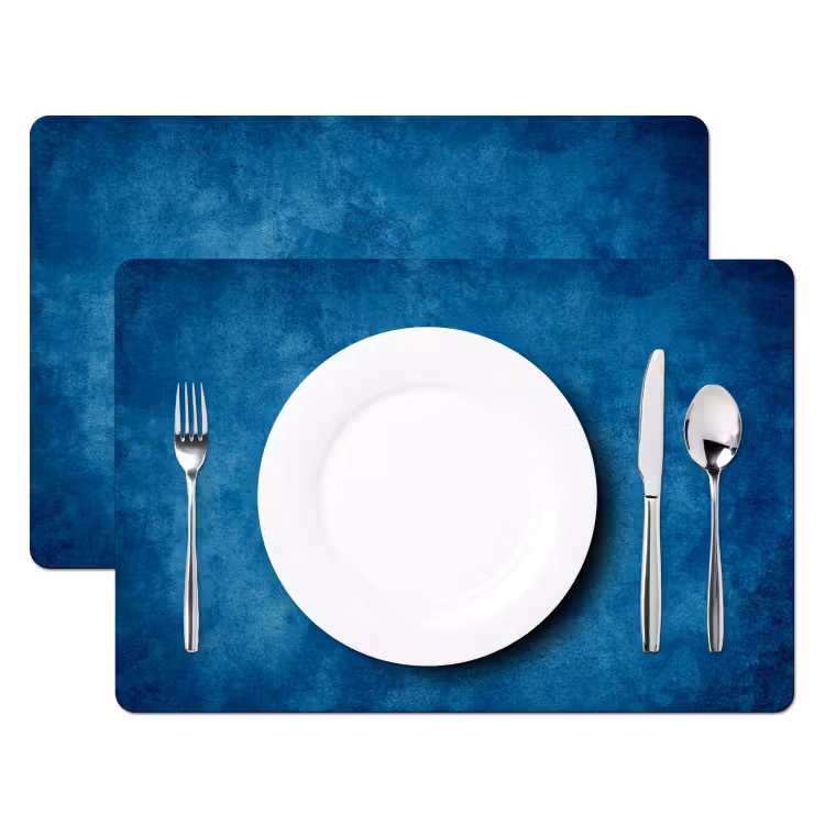 Placemat - 6 stuks - Beton - Blauw - Vintage - Structuur - Industrieel — 2