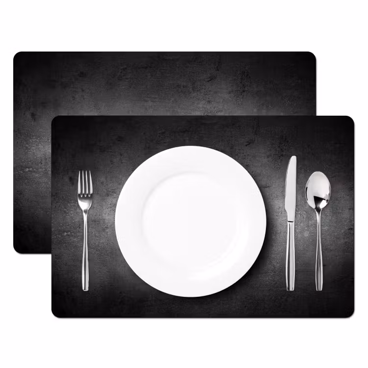 Placemat - 6 stuks - Beton - Grijs - Retro - Cement - Textuur — 2
