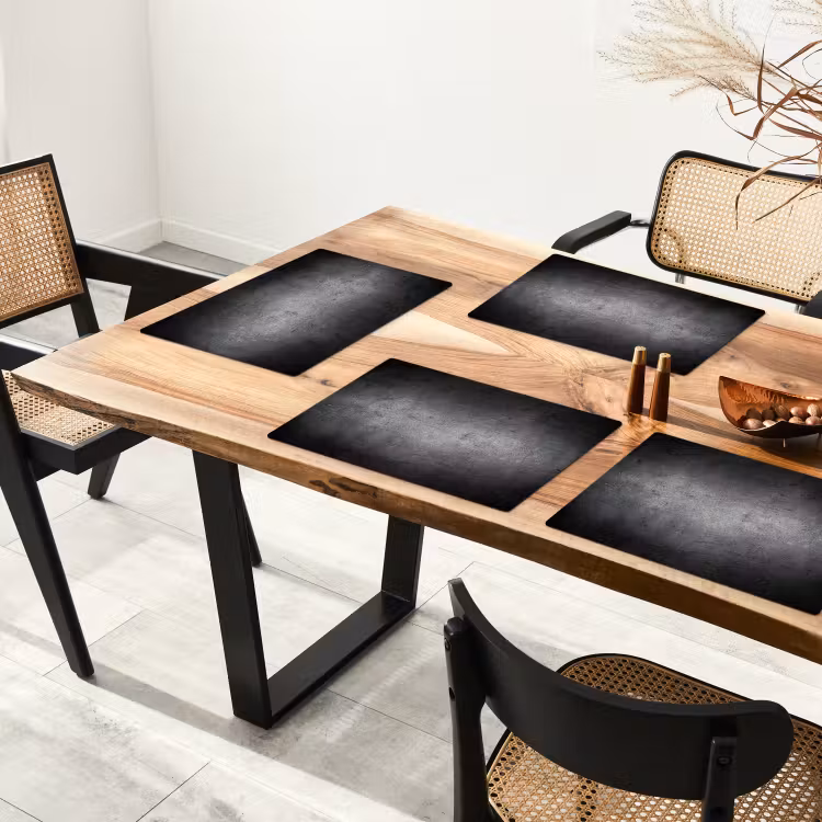 Placemat - 6 stuks - Beton - Grijs - Retro - Cement - Textuur — 5