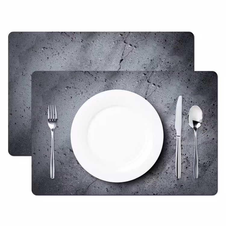 Placemat - 6 stuks - Beton - Grijs - Scheur — 2