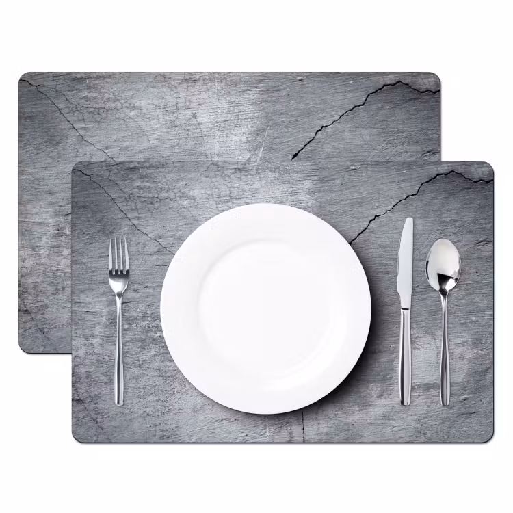 Placemat - 6 stuks - Beton - Grijs - Scheur — 2
