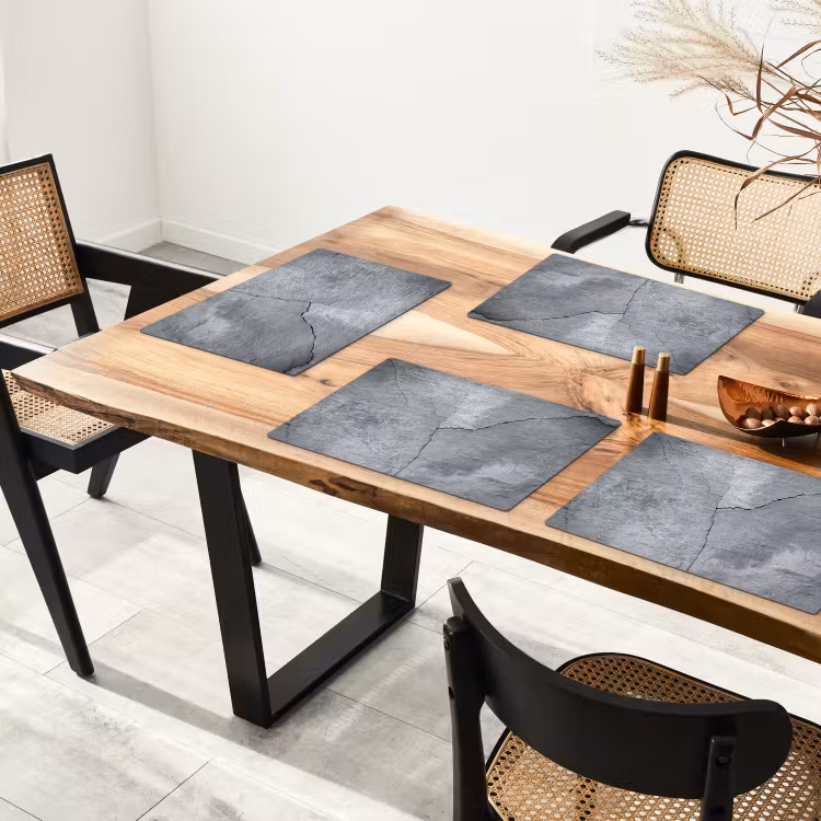 Placemat - 6 stuks - Beton - Grijs - Scheur — 5