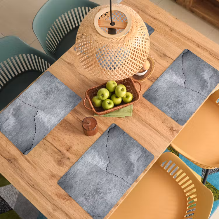 Placemat - 6 stuks - Beton - Grijs - Scheur — 6
