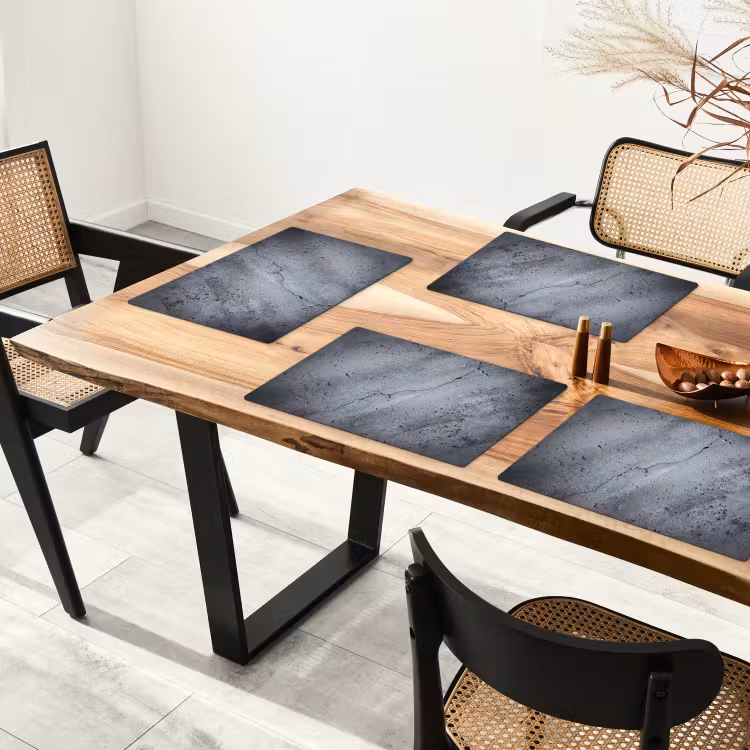 Placemat - 6 stuks - Beton - Grijs - Scheur — 5