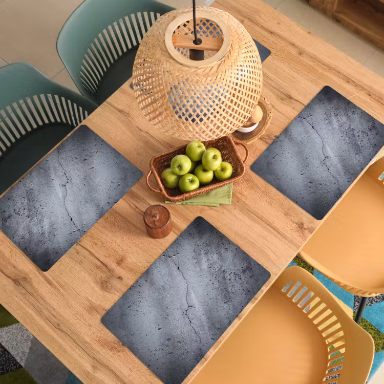 Placemat - 6 stuks - Beton - Grijs - Scheur — 6