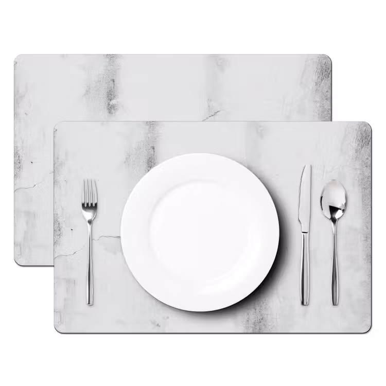 Placemat - 6 stuks - Beton - Grijs - Wit — 2