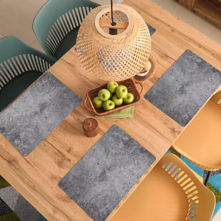 Placemat - 6 stuks - Beton - Leisteen - Grijs -Betonstructuur — 6