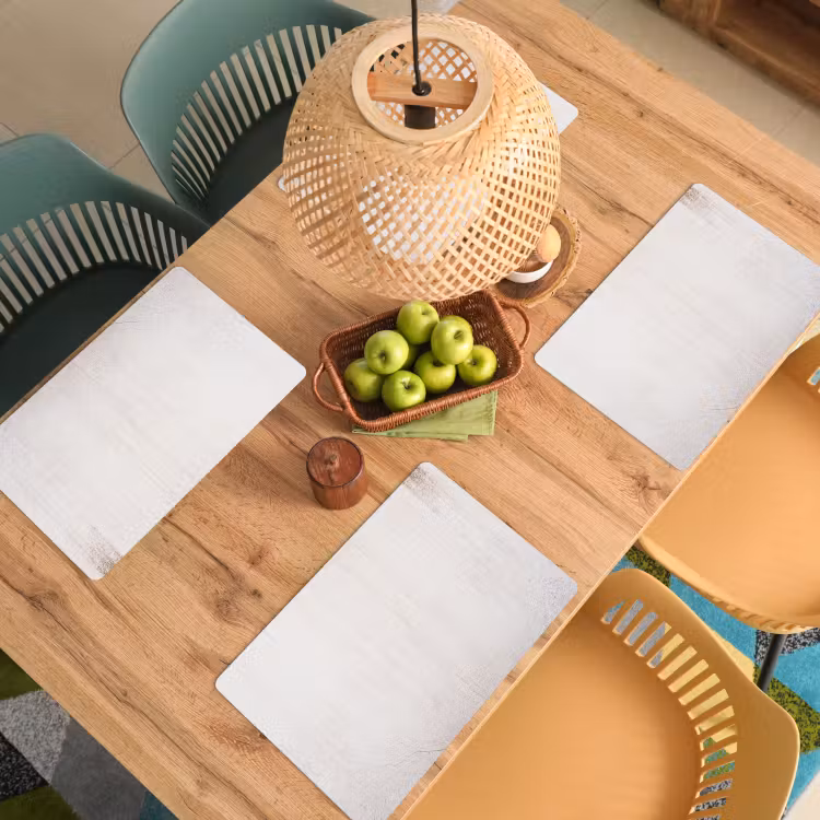 Placemat - 6 stuks - Beton - Muur - Wit — 6