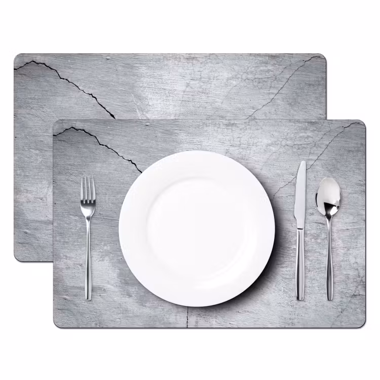 Placemat - 6 stuks - Beton - Scheur - Grijs — 2